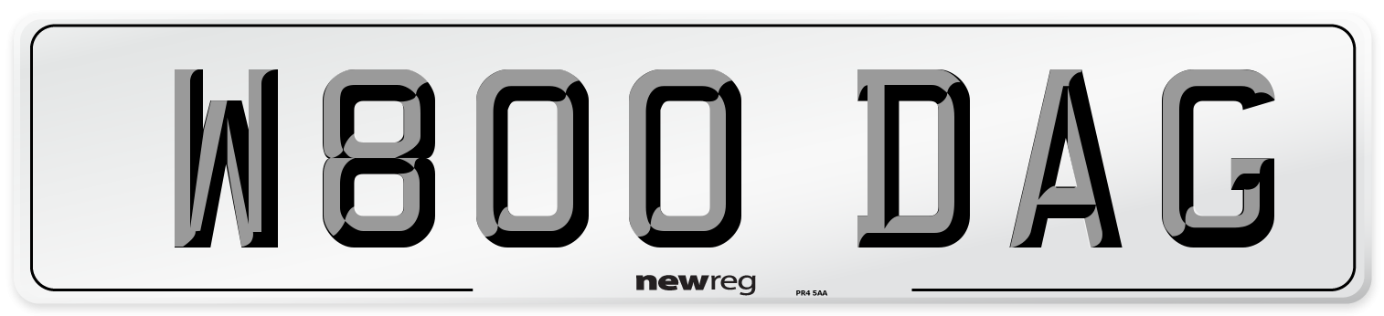 W800 DAG Number Plate from New Reg